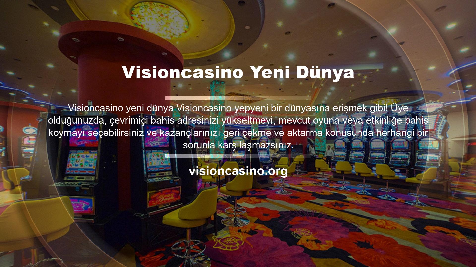 Sizi Visioncasino çevrimiçi casino sitesini ziyaret etmeye davet ediyoruz